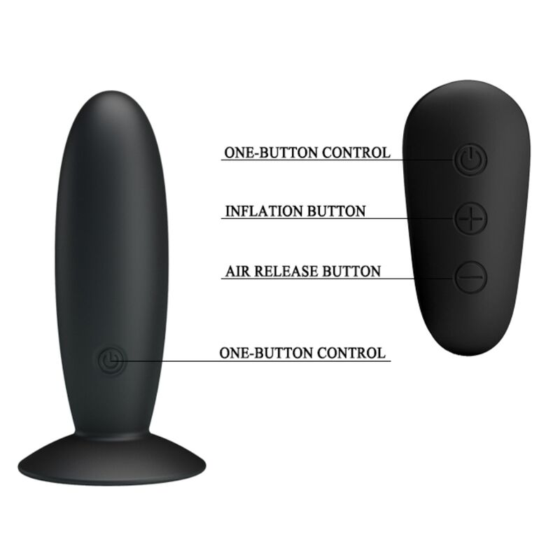 MR PLAY - Analplug mit Vibration, schwarze Fernbedienung