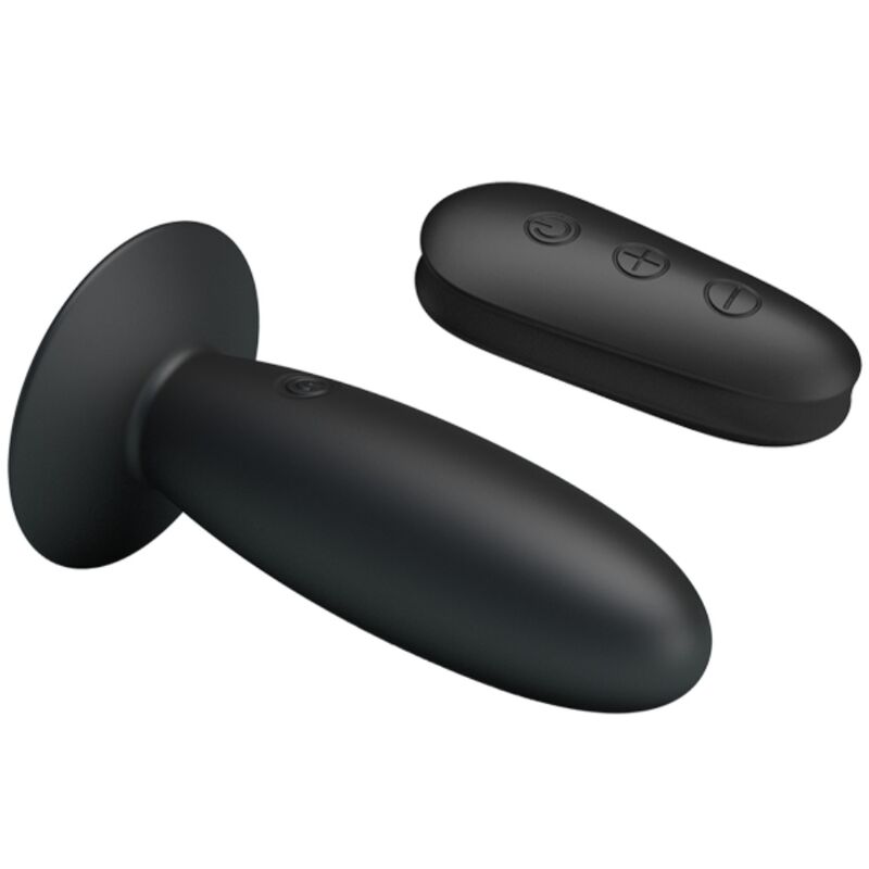 MR PLAY - Analplug mit Vibration, schwarze Fernbedienung