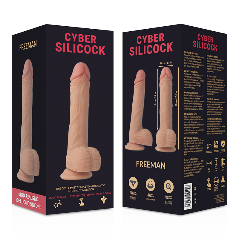 CYBER SILICOCK - FREEMAN ULTRA REALISTISCHER WEICHER FLÜSSIGER SILIKON 20 CM -O- 3,8 CM