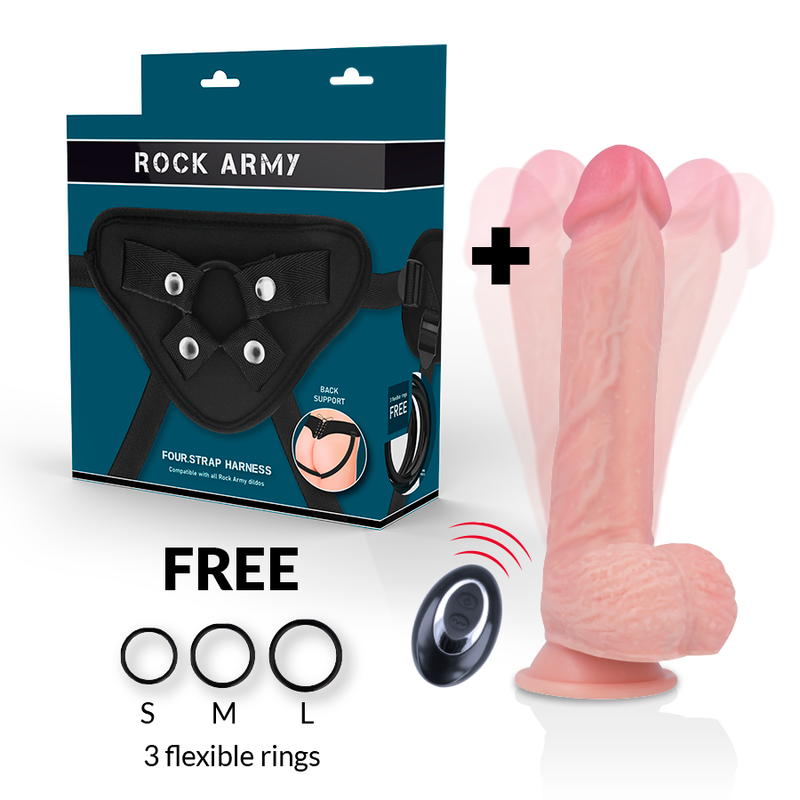 ROCKARMY - GURT + FLÜSSIGSILIKON VIBRATOR PREMIUM APACHE FERNBEDIENUNG 20,5 CM -O- 4,62 CM