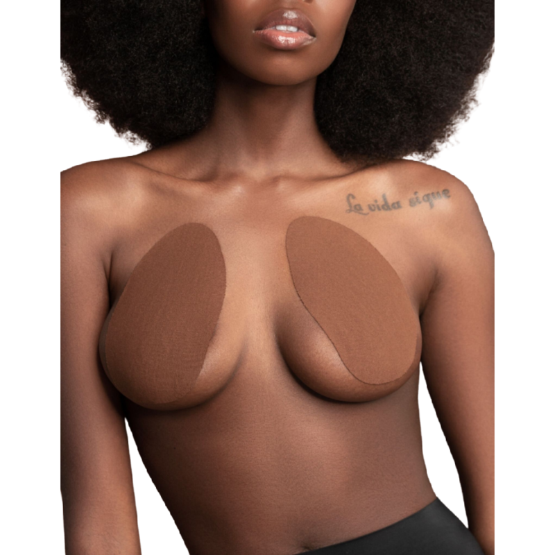 BYE-BRA - Brustvergrößerer + 3 Paare Satin-Braun Cup F/H