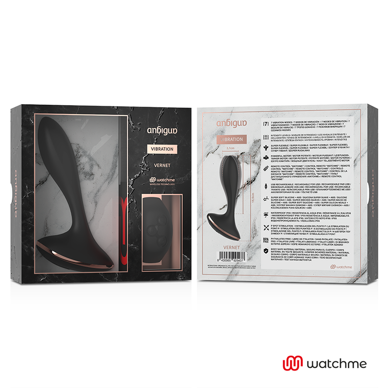 ANBIGUO - WATCHME VIBRATOR MIT FERNBEDIENUNG ANALPLUG VERNET