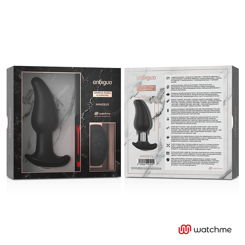 ANBIGUO - WATCHME Fernbedienungs-Vibrator mit rotierenden Perlen Anal Amadeus