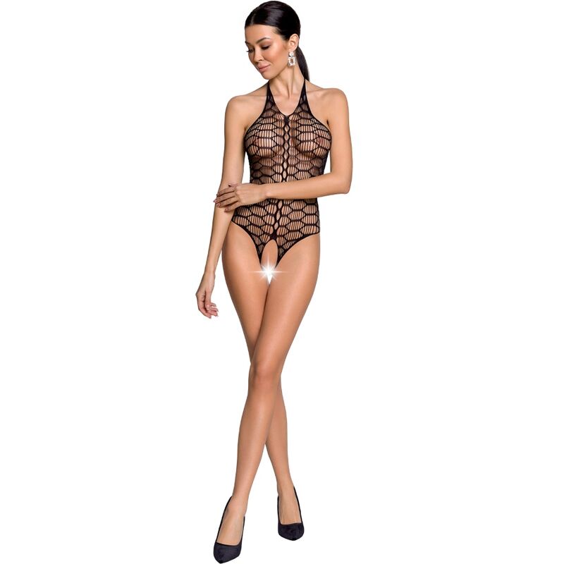 PASSION - WOMAN BS087 Schwarzer Bodystocking, Einheitsgröße