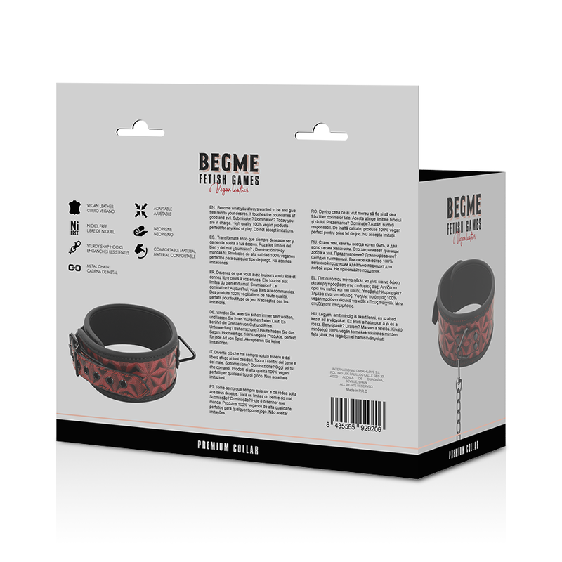 BEGME - ROTE EDITION PREMIUM VEGANES LEDERHALSBAND MIT NEOPRENFUTTER