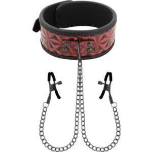 BEGME - ROTE EDITION HALSBAND MIT NIPPELKLEMMEN UND NEOPRENFUTTER
