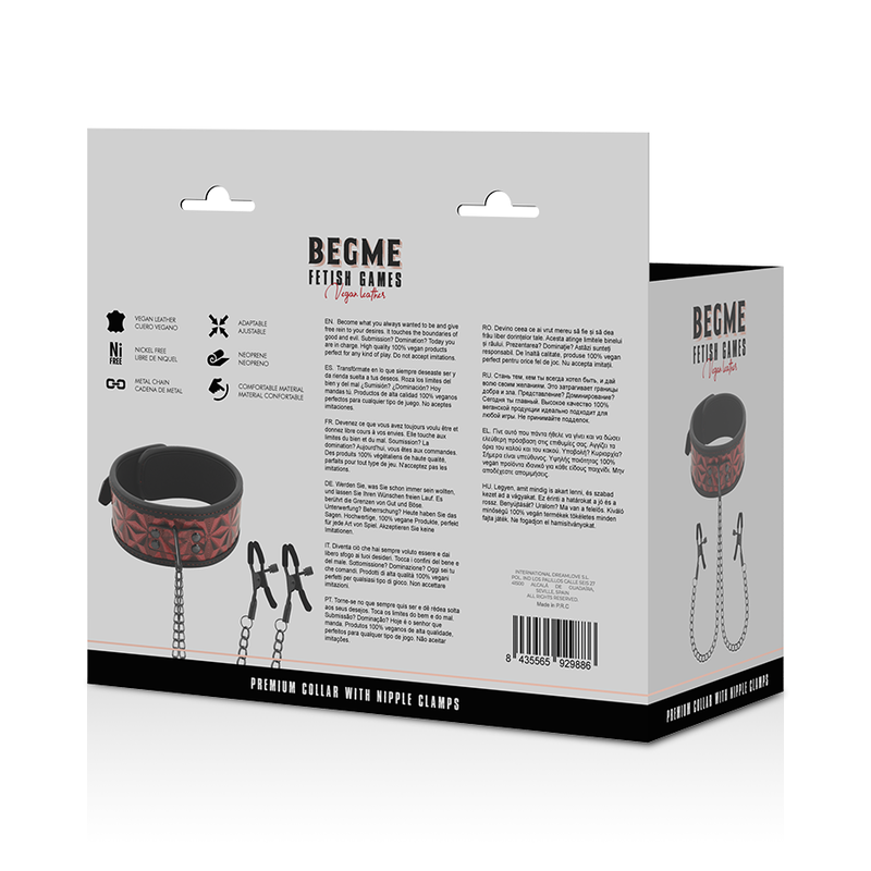BEGME - ROTE EDITION HALSBAND MIT NIPPELKLEMMEN UND NEOPRENFUTTER