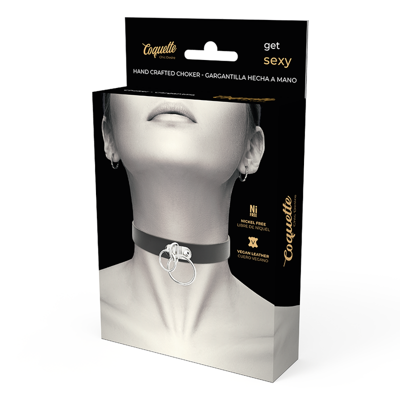 COQUETTE CHIC DESIRE - Doppelring-Halsband aus veganem Leder