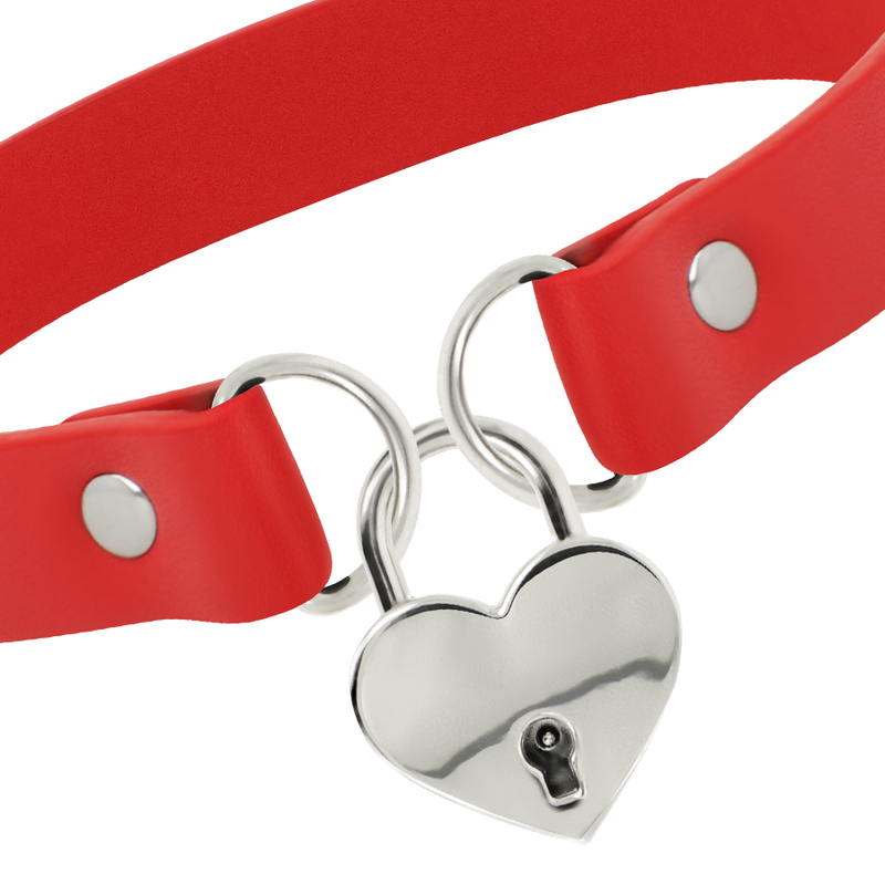 COQUETTE CHIC DESIRE - ROTE HALSKETTE AUS VEGANEM LEDER MIT HERZ-ACCESSOIRE UND SCHLÜSSEL