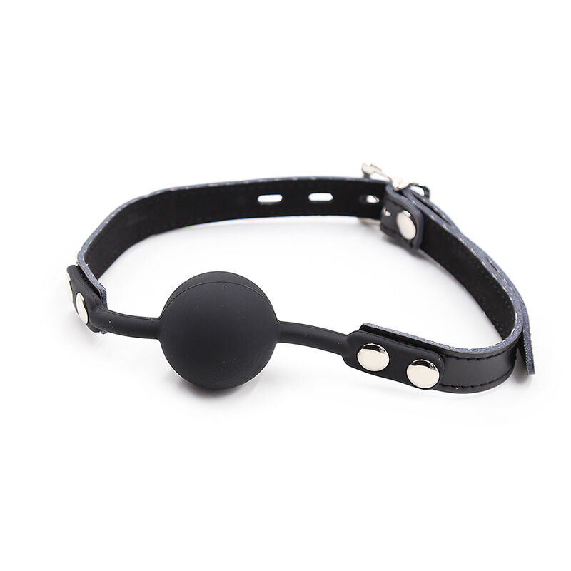 OHMAMA FETISH - Silikon-Ballgag mit Ledergürtel (Vorhängeschloss inklusive)