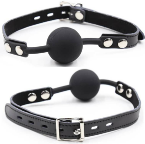 OHMAMA FETISH - Silikon-Ballgag mit Ledergürtel (Vorhängeschloss inklusive)