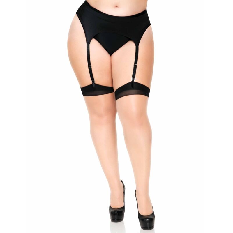 LEG AVENUE - PLUS LYCRA DURCHSICHTIGE 2-TON-Oberteile mit Rückennaht und kubanischem Absatz