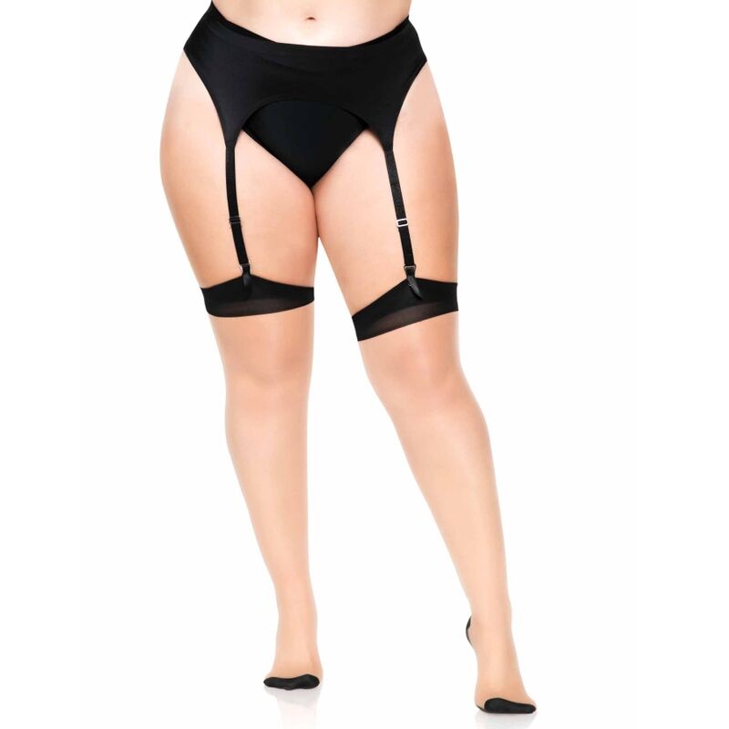 LEG AVENUE - PLUS LYCRA DURCHSICHTIGE 2-TON-Oberteile mit Rückennaht und kubanischem Absatz