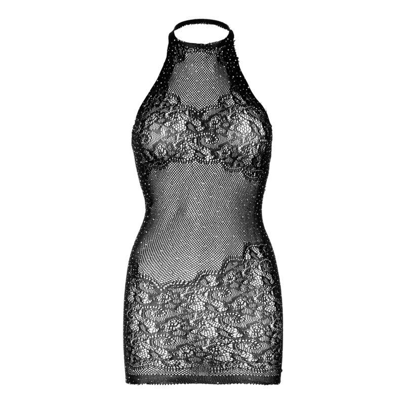 LEG AVENUE - Strass Neckholder-Minikleid, Einheitsgröße - Schwarz