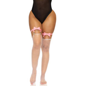 LEG AVENUE - Veganes Leder-Oberteil, hohes Garter, Einheitsgröße - Rosa