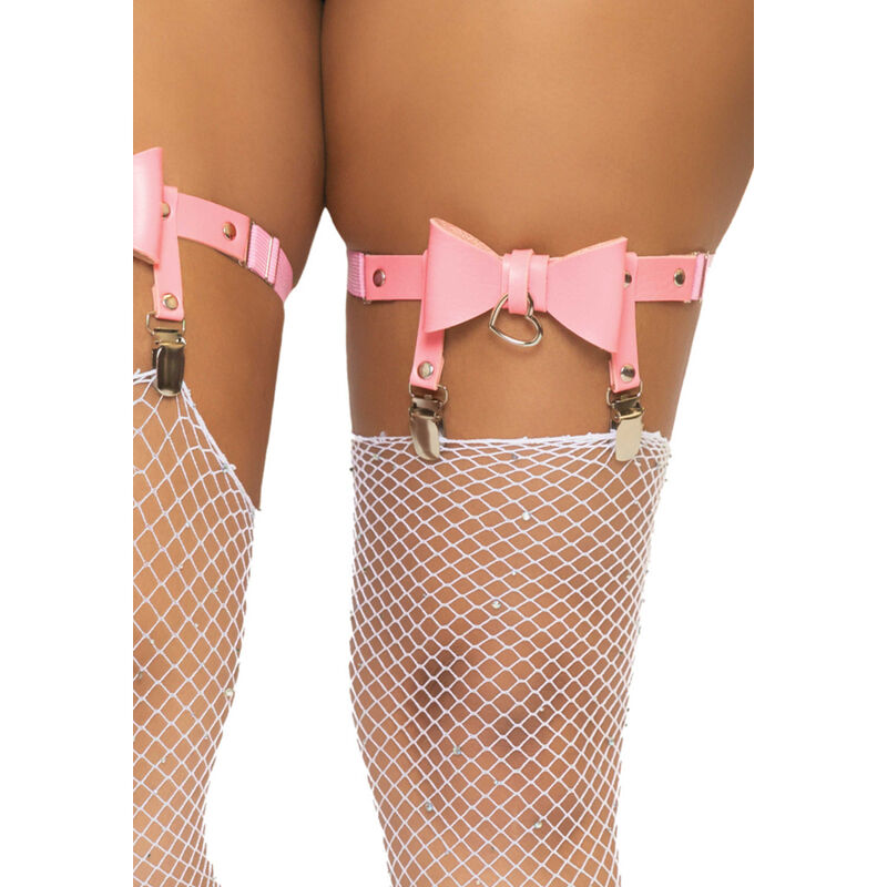 LEG AVENUE - Veganes Leder-Oberteil, hohes Garter, Einheitsgröße - Rosa