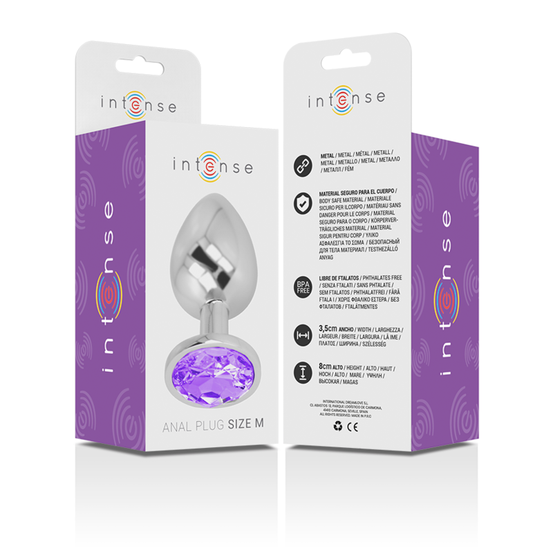 INTENSE - Analplug aus Aluminium mit violettem Kristall