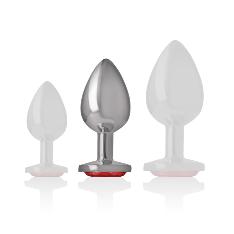 INTENSE - Metall-Analplug mit rotem Kristall Größe M