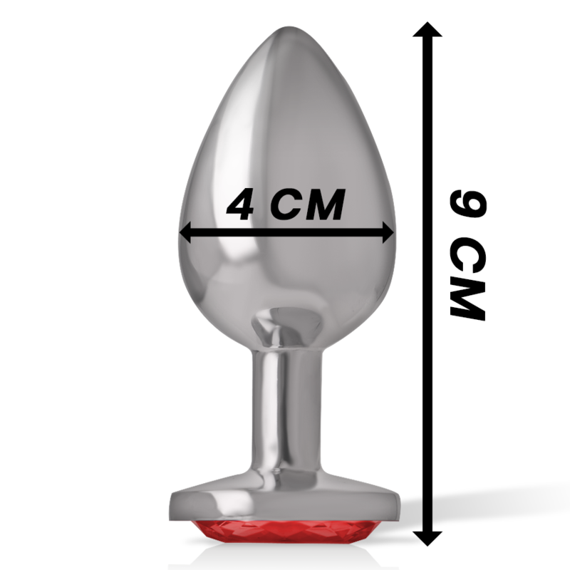 INTENSE - Analplug aus Aluminium mit rotem Kristall, Größe L