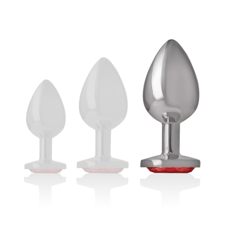 INTENSE - Analplug aus Aluminium mit rotem Kristall, Größe L