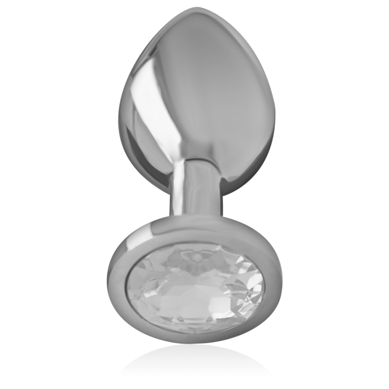INTENSE - Aluminium-Metall-Analplug mit silbernem Kristall, Größe M