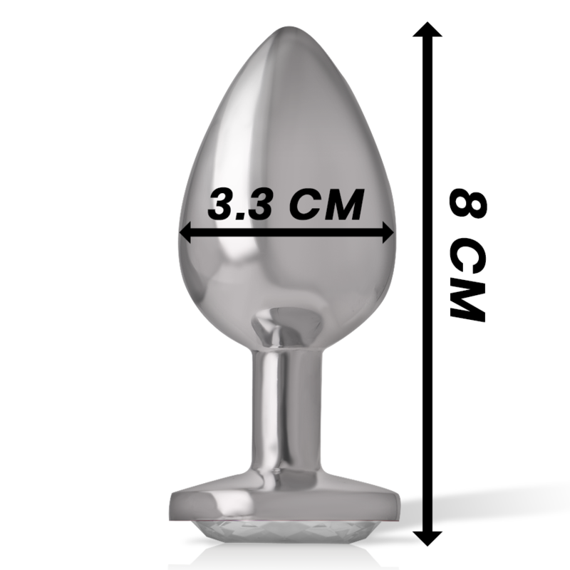 INTENSE - Aluminium-Metall-Analplug mit silbernem Kristall, Größe M
