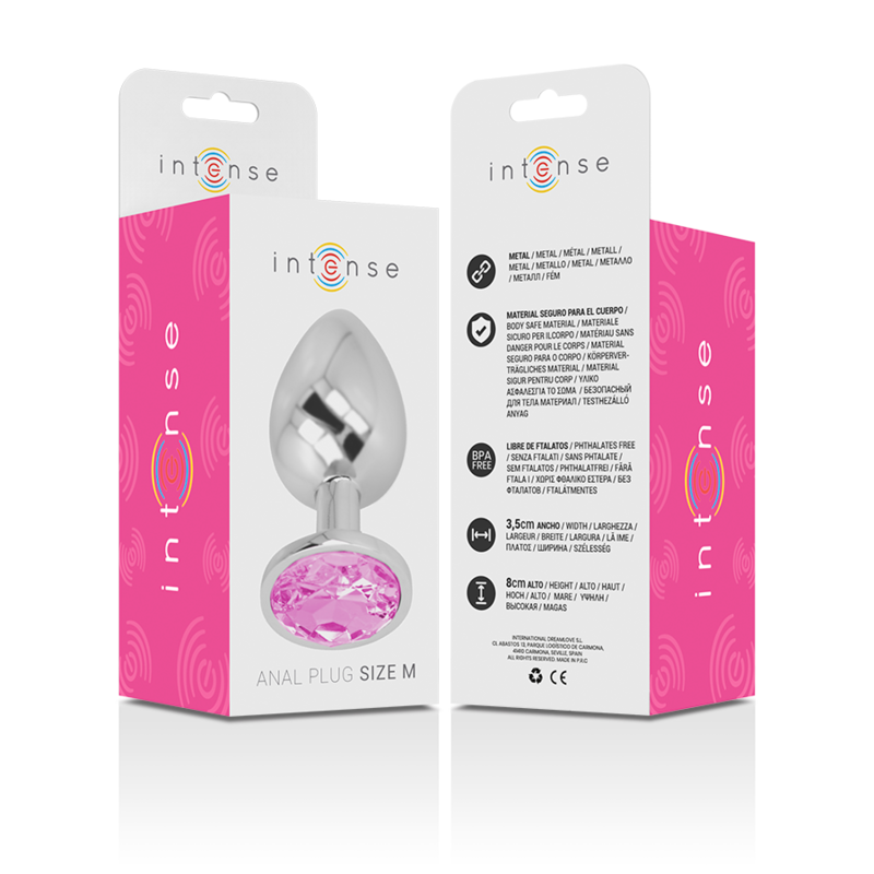 INTENSE - Analplug aus Aluminium mit rosa Kristall