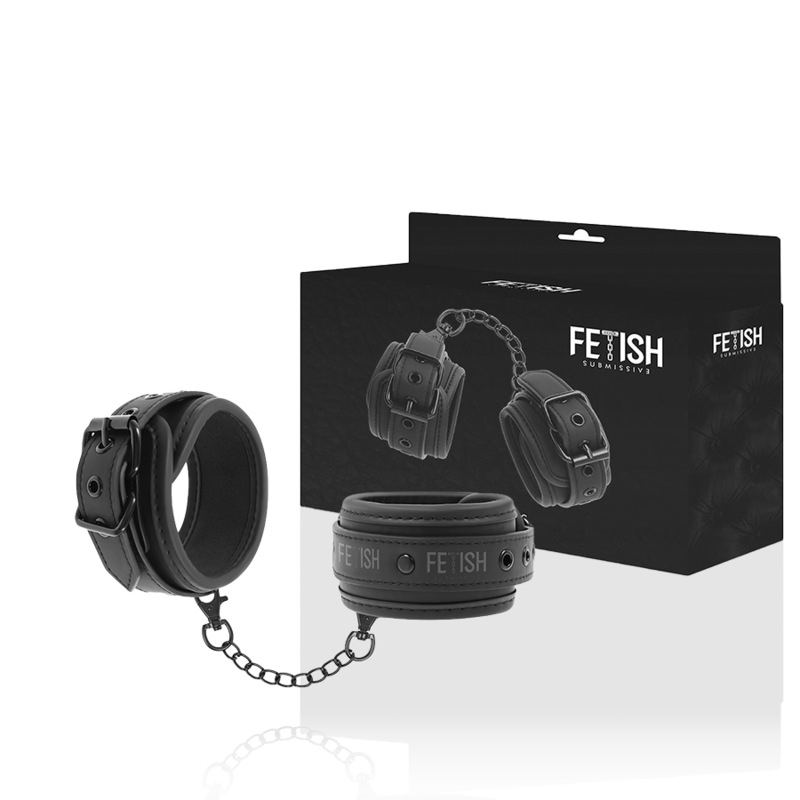 FETISH SUBMISSIVE - Handschellen aus veganem Leder mit Neopren-Futter