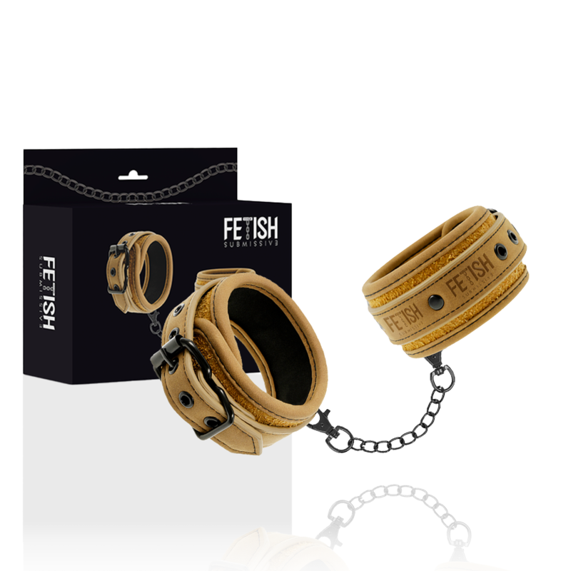 FETISH SUBMISSIVE ORIGIN - Vegane Lederhandschellen mit Neoprenfutter