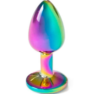 SECRETPLAY - Analplug aus Metall Regenbogen, kleine Größe 7 cm