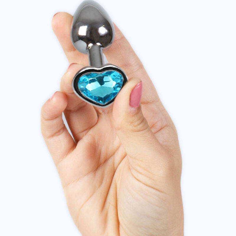 SECRETPLAY - Analplug aus Metall, blaues Herz, kleine Größe 7 cm