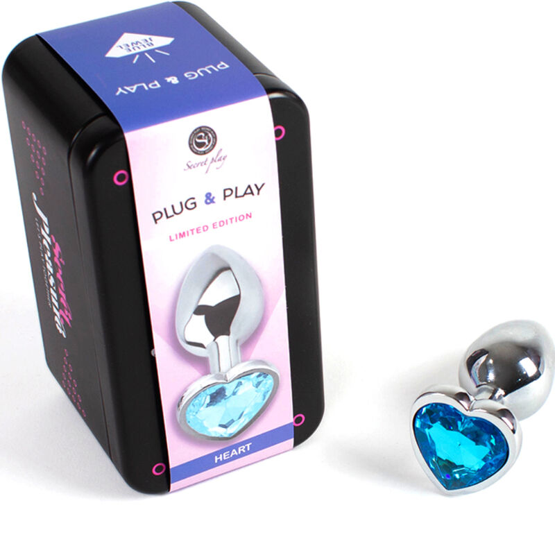 SECRETPLAY - Analplug aus Metall, blaues Herz, kleine Größe 7 cm
