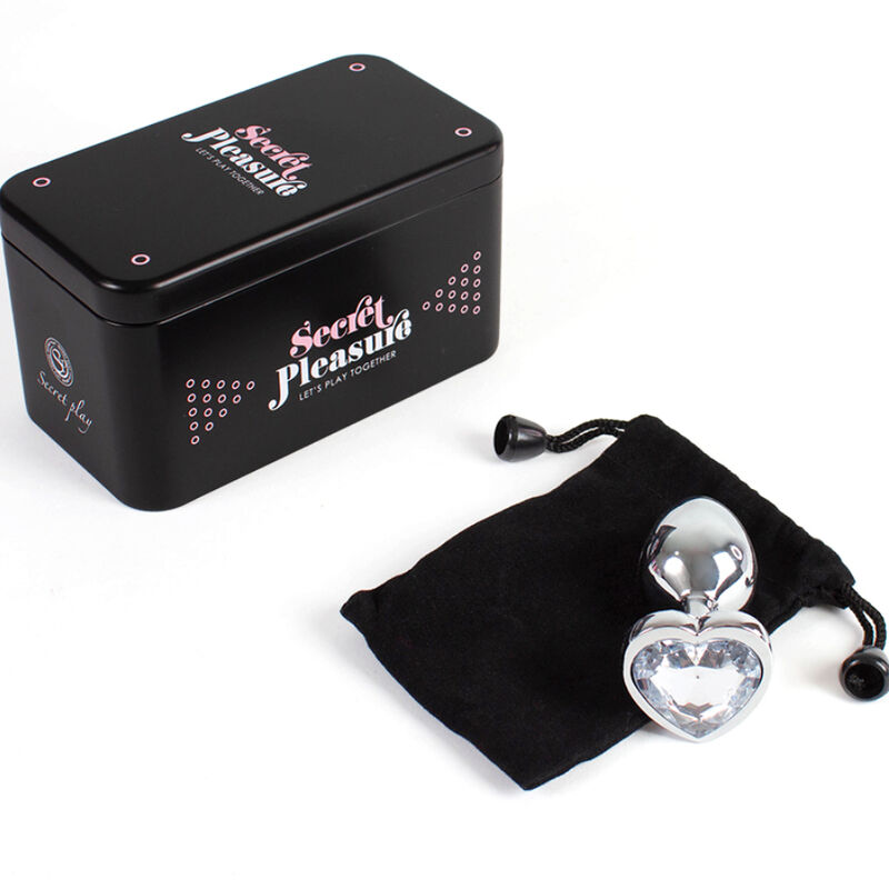 SECRETPLAY - Analplug aus Metall, klares Kristallherz, kleine Größe 7 cm