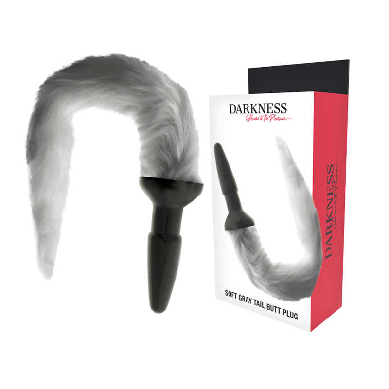 DARKNESS - Silikon-Analplug mit grauem Schwanz