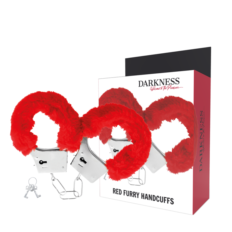 DARKNESS - Handschellen aus Metall mit rotem Futter
