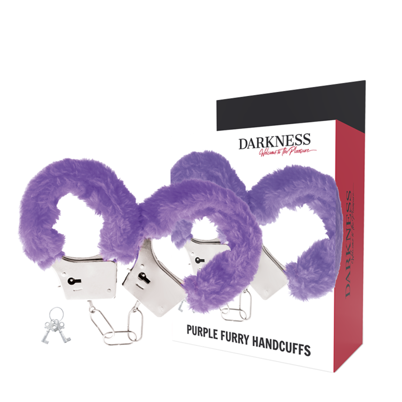 DARKNESS - Handschellen aus Metall mit lila Fütterung
