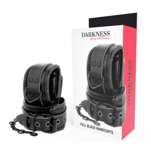 DARKNESS - Verstellbare Handschellen aus schwarzem Leder
