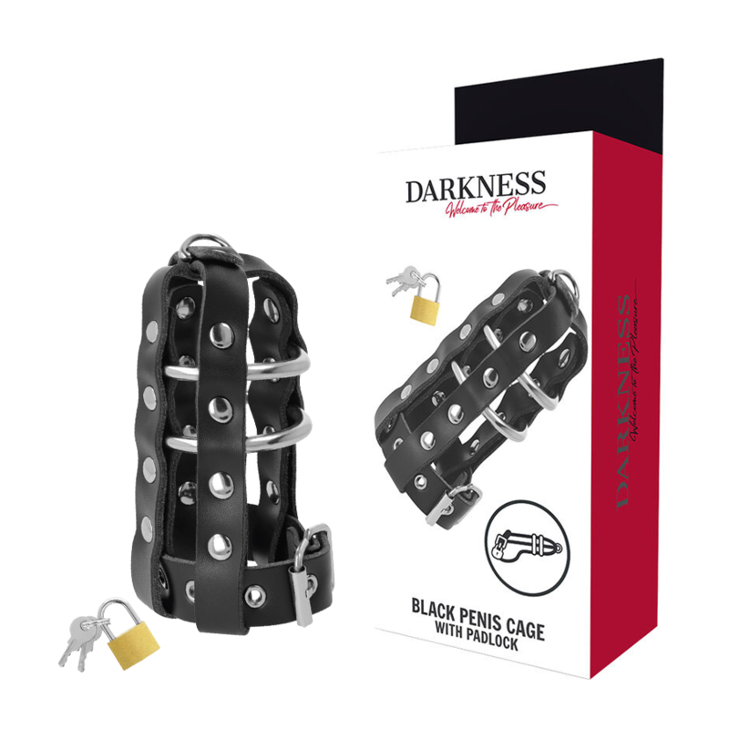 DARKNESS - Keuschheitskfig aus Leder mit Schloss