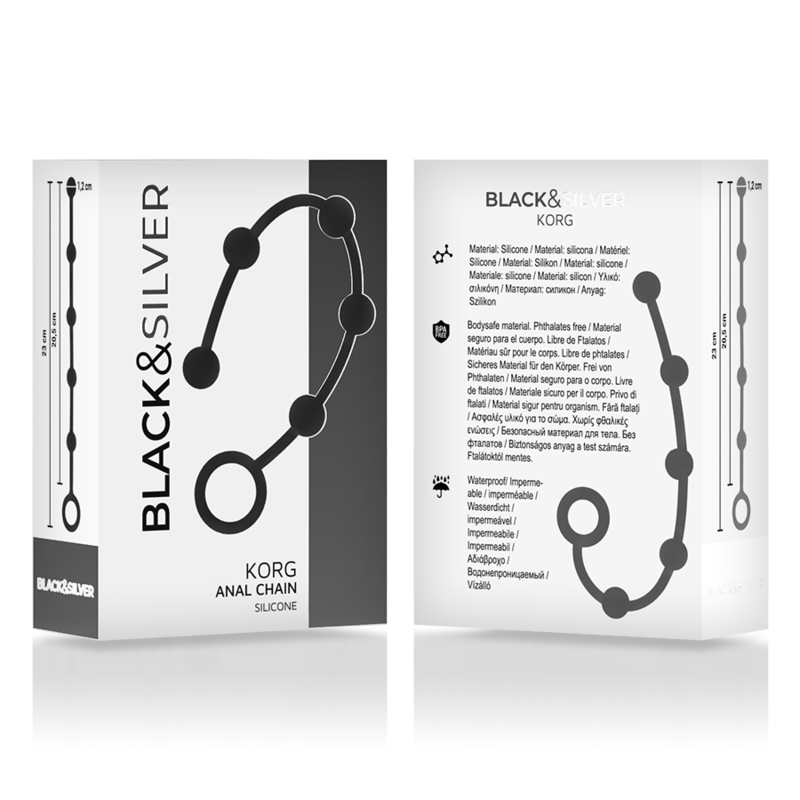 BLACK&SILVER - KORG ANALROSENKRANZ SILIKON INITIATION 21 CM