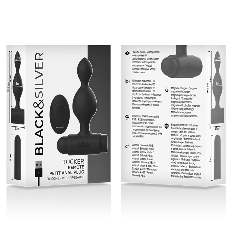 BLACK&SILVER - TUCKER KLEINER ANALPLUG AUS SILIKON MIT FERNBEDIENUNG