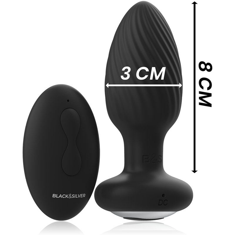 BLACK&SILVER - WELLS PLUG Silikon Analrotator mit Fernbedienung