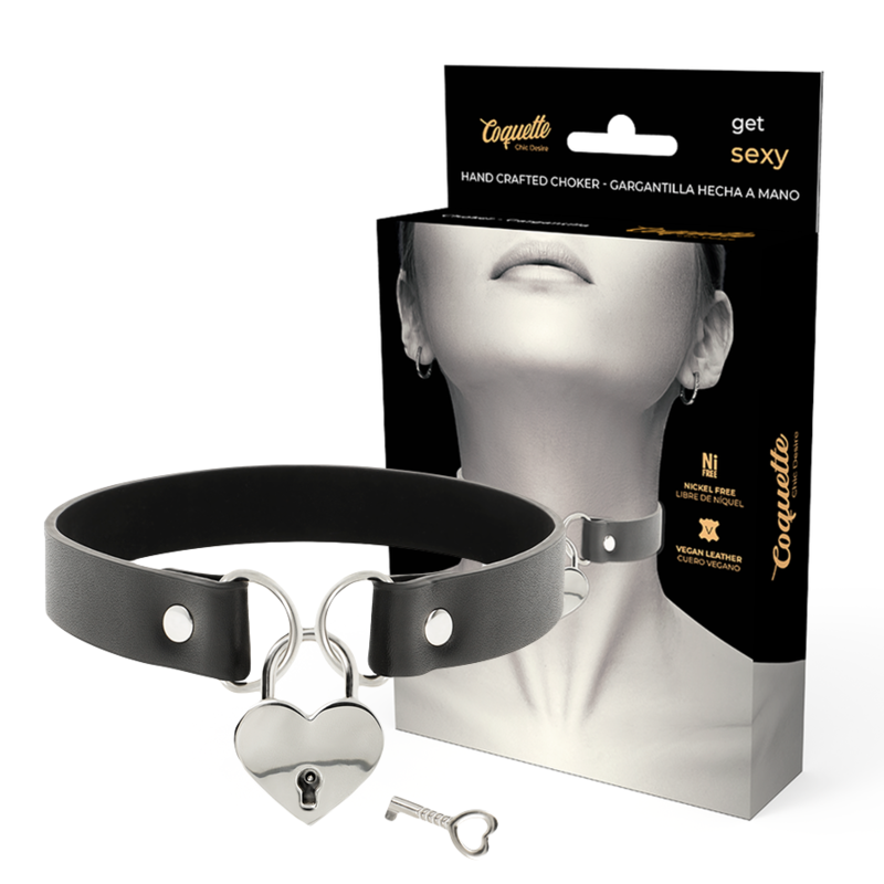 COQUETTE CHIC DESIRE - Vegane Leder-Halskette mit Herz-Accessoire und Schlüssel