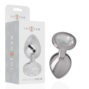 INTENSE - Aluminium-Metall-Analplug mit silbernem Kristall, Größe M