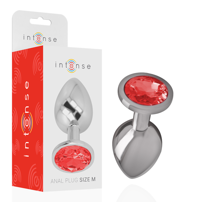 INTENSE - Metall-Analplug mit rotem Kristall Größe M