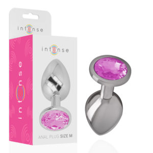 INTENSE - Analplug aus Aluminium mit rosa Kristall