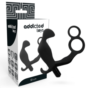 ADDICTED TOYS - Analplug mit doppeltem Penisring und Hoden Schwarz