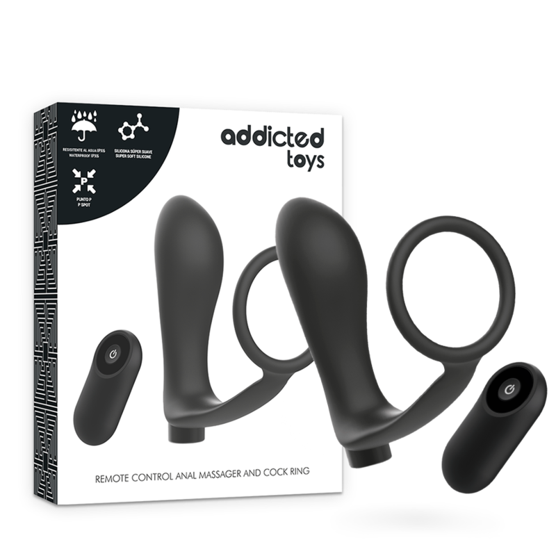 ADDICTED TOYS - Penisring mit Fernbedienung, Analplug, Schwarz, wiederaufladbar