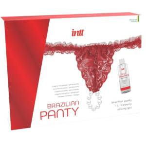 INTT RELEASES - Brasilianisches rotes Höschenset mit Perlen und Gleitgel 50 ml