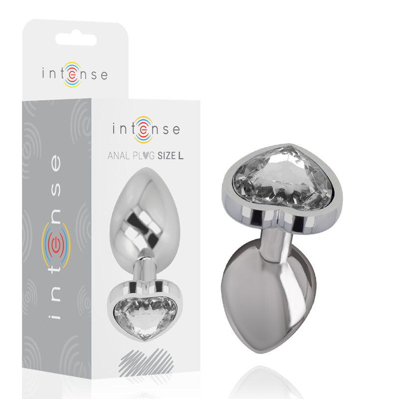 INTENSE - Analplug Metall Aluminium Weiß Herz Größe L