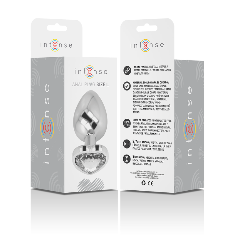 INTENSE - Analplug Metall Aluminium Weiß Herz Größe L